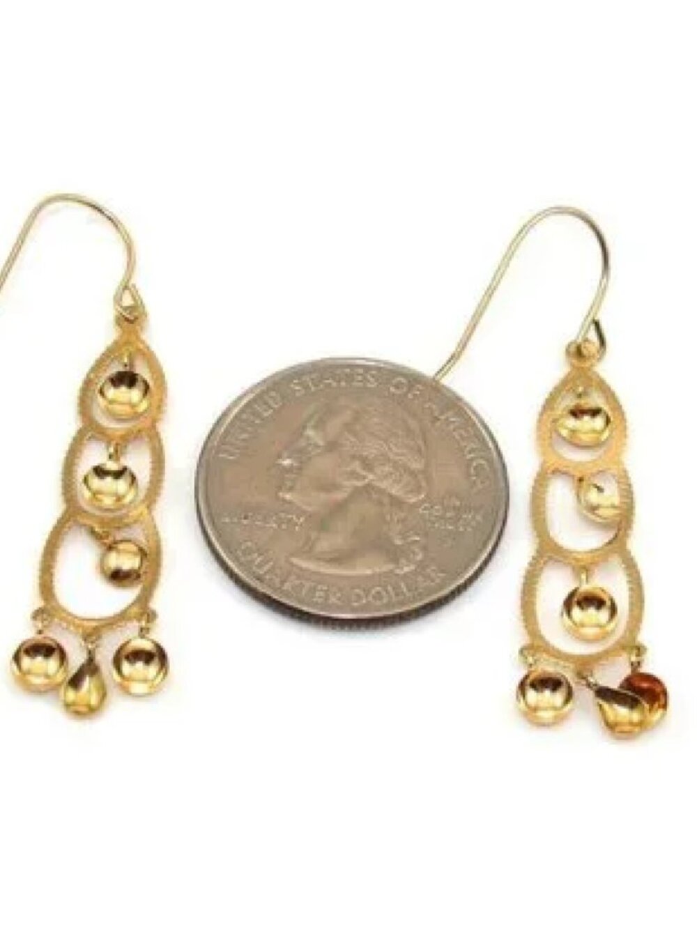 14K Yellow Gold Dangle Earrings - Picture 5 of 6